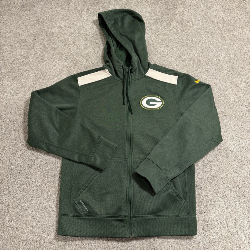 Nike Green Bay Packers Hoodie Mens S Full Zip Sweatshirt NFL Football Therma-Fit